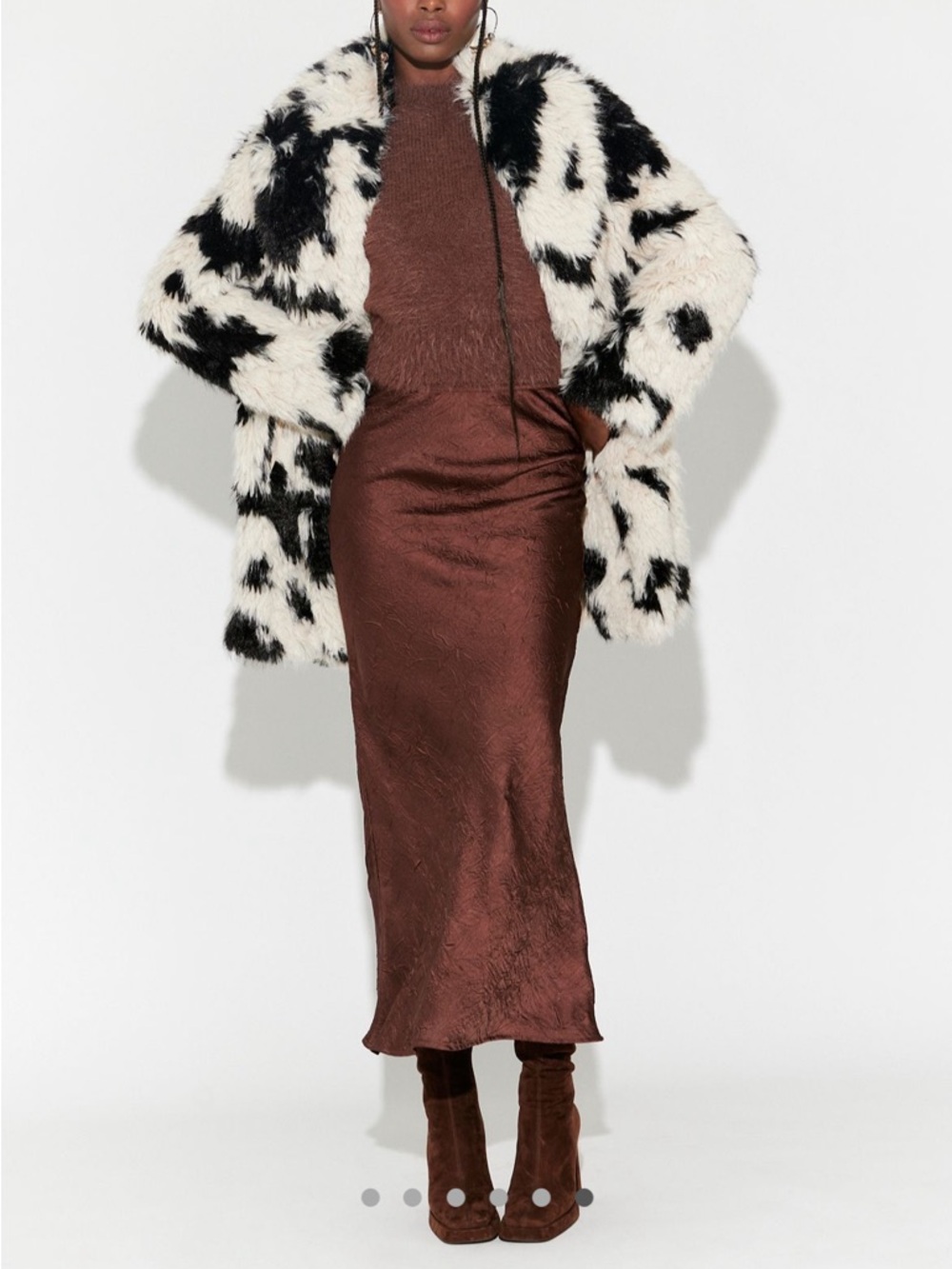 Free People Two-Tone Black & Cream Faux Fur Teddy Jacket - Picture 8 of 9